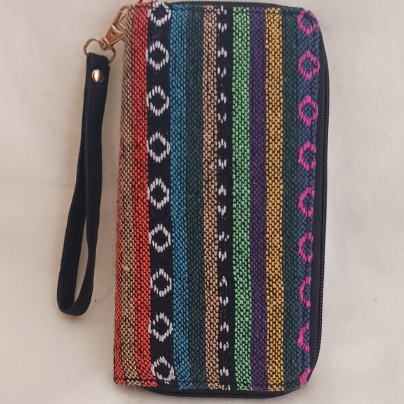 New Excellent Condition Multi Color Fabric Zip Around Wristlet Wallet - Picture 4 of 7